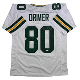 Autographed/Signed Donald Driver Green Bay White Football Jersey JSA COA