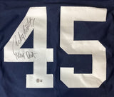 Rudy Ruettiger Notre Dame Signed Blue Football Jersey Never Quit BAS
