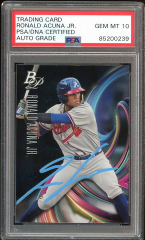2018 Bowman Platinum #TOP-2 Ronald Acuna Jr. RC On Card PSA/DNA Auto GEM MINT 10