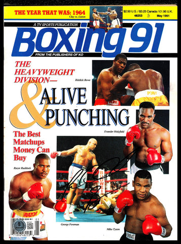Riddick Bowe Autographed Signed Magazine Beckett BAS QR #BM37847