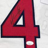 Framed Autographed/Signed David Ortiz 35x39 Boston White Baseball Jersey JSA COA