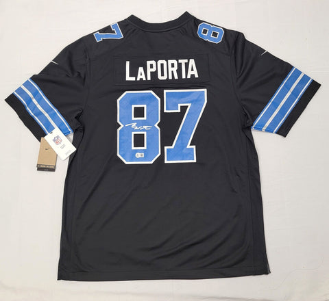 Sam LaPorta Autographed Detroit Lions 2024 Nike Black ALT Game Jersey Beckett