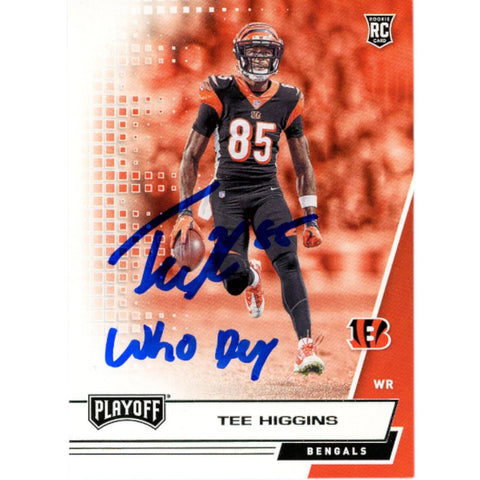 Tee Higgins Autographed Panini Playoff 210 Who Dey Trading Card Beckett 48933