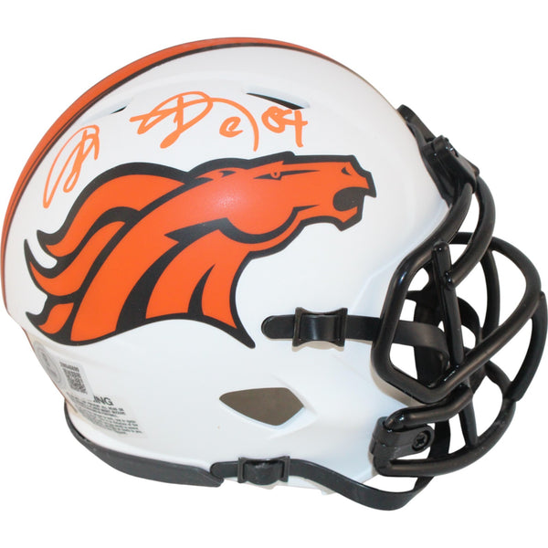 Shannon Sharpe Autographed Denver Broncos Lunar Mini Helmet Beckett 50807
