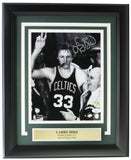 Larry Bird Signed Framed 8x10 Boston Celtics Celebration Photo JSA