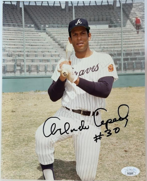 Orlando Cepeda Autographed Atlanta Braves 8x10 Photo JSA COA