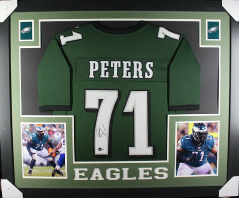 JASON PETERS (Eagles green SKYLINE) Signed Autographed Framed Jersey Beckett
