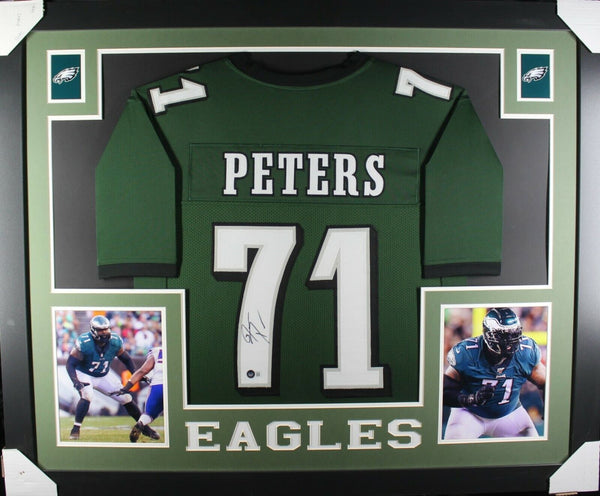 JASON PETERS (Eagles green SKYLINE) Signed Autographed Framed Jersey Beckett