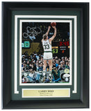 Larry Bird Signed Framed 8x10 Boston Celtics Jump Shot Photo JSA