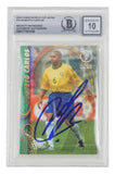 Roberto Carlos Signed 2002 Panini World Cup Japan #14 - BGS 10 Witnessed