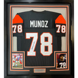 Framed Signed Anthony Munoz 35x39 Cincinnati Black Jersey JSA COA