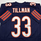 Autographed/Signed Charles Tillman Peanut Chicago Blue Jersey Beckett COA