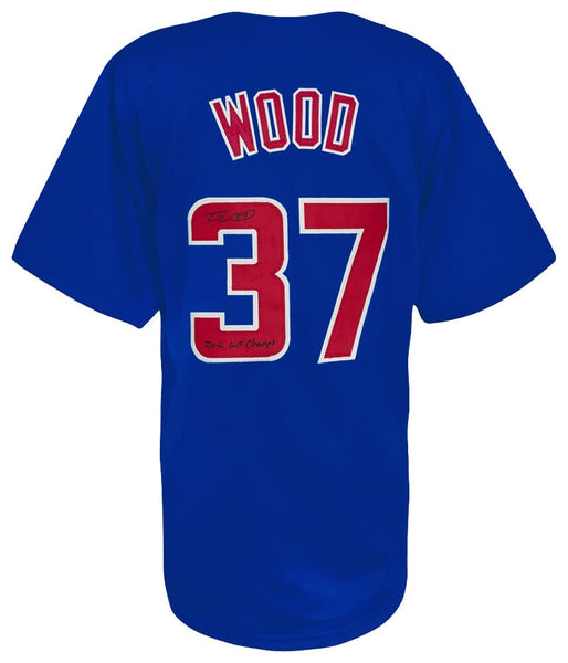 Travis Wood Signed Blue Custom Baseball Jersey w/16 WS Champs - (SCHWARTZ COA)