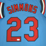 Cardinals TED SIMMONS Custom Replica Blue Jersey AUTO w/ HOF 2020 JSA
