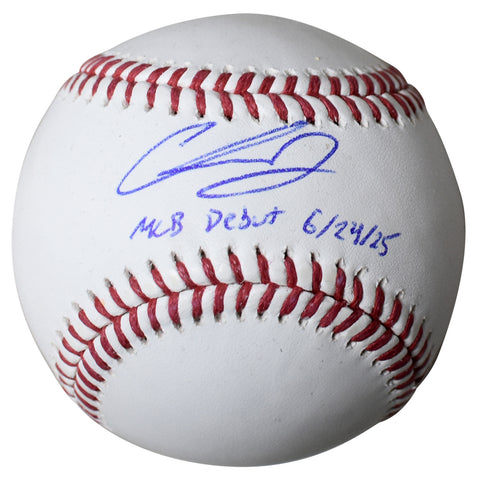 CHASE BURNS SIGNED CINCINNATI REDS RAWLINGS OFFICIAL BASEBALL W/ MLB DEBUT