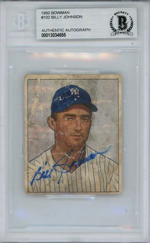 Billy Johnson Autographed 1950 Bowman #102 Trading Card Beckett Slab 38426