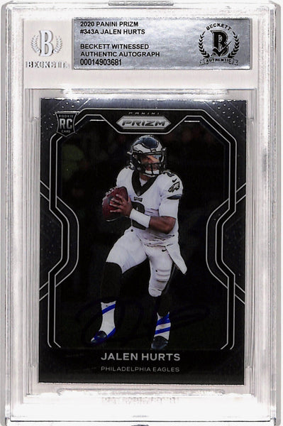 Jalen Hurts Autographed 2020 Panini Prizm #343 Rookie Card Beckett Slab 40769