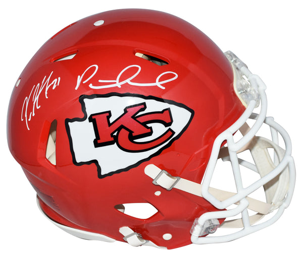 PATRICK MAHOMES KAREEM HUNT SIGNED KANSAS CITY CHIEFS AUTHENTIC SPEED HELMET JSA
