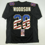 Autographed/Signed DARREN WOODSON Dallas USA Black Football Jersey JSA COA Auto