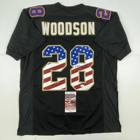 Autographed/Signed DARREN WOODSON Dallas USA Black Football Jersey JSA COA Auto