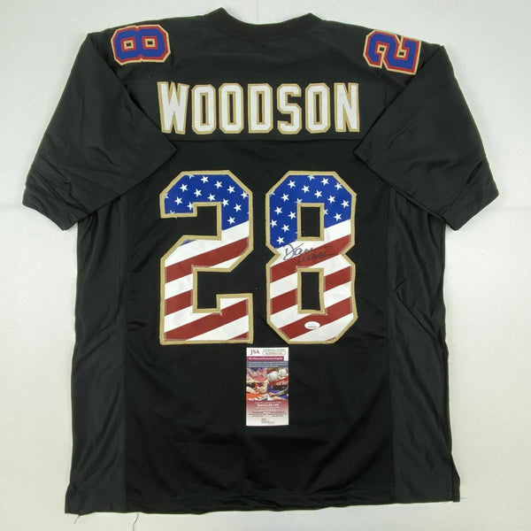 Autographed/Signed DARREN WOODSON Dallas USA Black Football Jersey JSA COA Auto