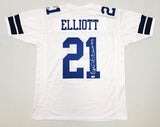 Ezekiel Elliott Autographed Dallas Cowboys Custom White Jersey Beckett Witnessed