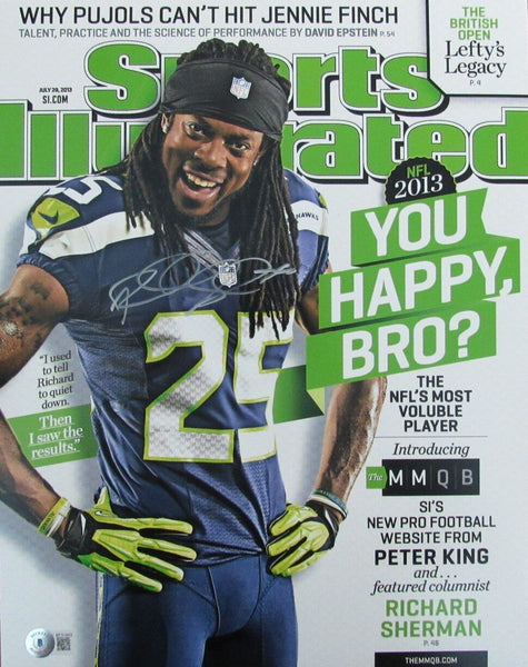 Richard Sherman Autographed 11x14 Football 2013 Photo Seattle Seahawks Beckett