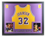Magic Johnson Signed Los Angeles Lakers 35x43 Framed Jersey (Beckett) 5xChampion