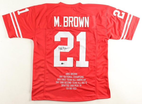 Mike Brown Signed Nebraska Cornhuskers Career Stat Jersey Beckett/ Chicago Bears