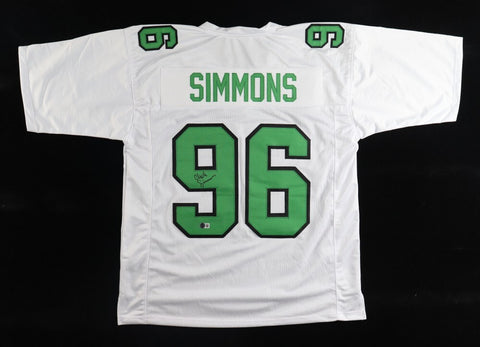 Clyde Simmons Signed Philadelphia Eagles White Jersey (Beckett) Philly Def. Line
