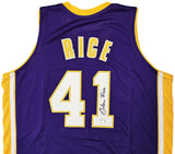 LOS ANGELES LAKERS GLEN RICE AUTOGRAPHED PURPLE JERSEY BECKETT BAS QR 215768
