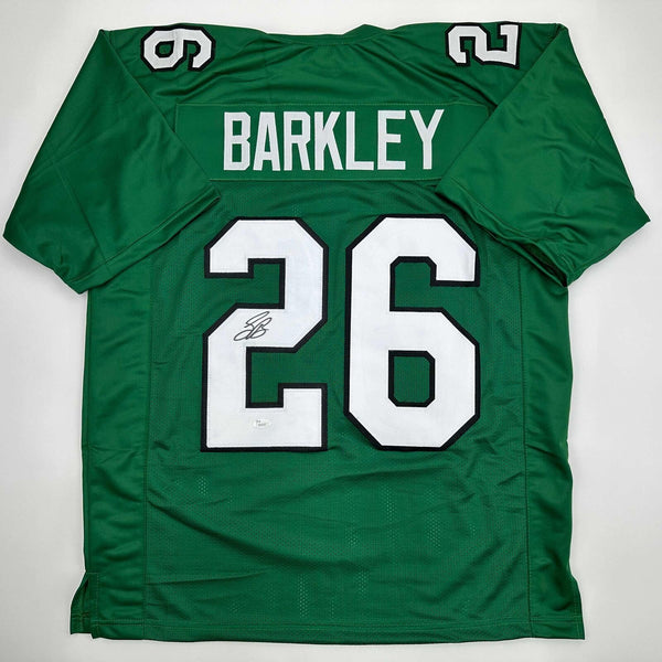Autographed/Signed Saquon Barkley Philadelphia Kelly Green Jersey JSA COA
