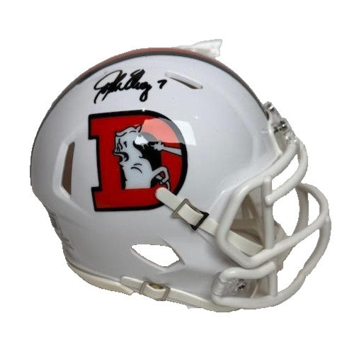 John Elway Autographed Denver Broncos Snowcapped Mini Helmet - BAS COA