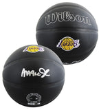 Lakers Magic Johnson Signed Black Wilson Logo Basketball W/ Case BAS Witnessed