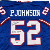Autographed/Signed Pepper Johnson 2x Champ New York Blue Jersey Beckett BAS COA