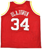 HOUSTON ROCKETS HAKEEM OLAJUWON AUTOGRAPHED RED JERSEY THE DREAM JSA 215698
