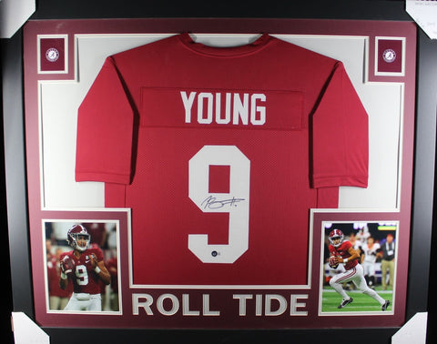 Bryce Young Autographed/Signed Pro Style Framed Red XL Jersey BAS 40152