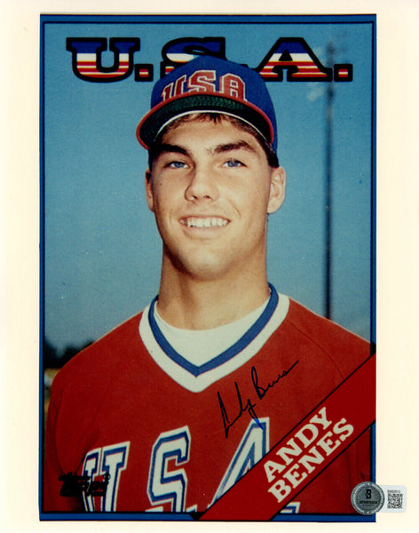 Andy Benes Autographed USA Baseball 8x10 Photo Topps Beckett 45216