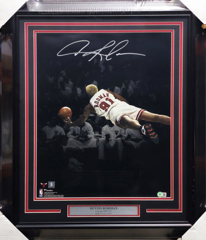 Dennis Rodman Autographed Framed 16x20 Photo Bulls Beckett Witness #W905141