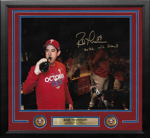 Rob Thomson NLCS Autographed Phillies 16x20 Framed Photo JSA PSA Insc. NL Champs