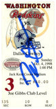 Deion Sanders Signed Dallas Cowboys 10/4/1998 @ Redskins Ticket BAS 37159