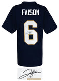 Jordan Faison Signed Navy Custom College Football Jersey - (SCHWARTZ SPORTS COA)