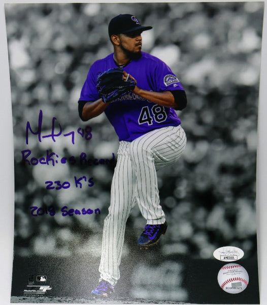 German Marquez Autographed CO Rockies 8x10 Photo with 3 Inscriptions JSA COA