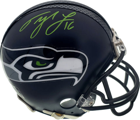 TYLER LOCKETT AUTOGRAPHED SEATTLE SEAHAWKS MINI HELMET IN GREEN MCS HOLO 182257