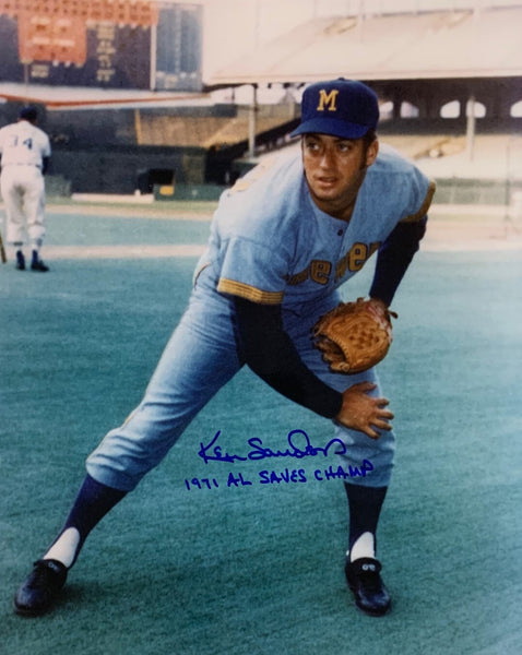 Original 1970 Brewers Pitcher KEN SANDERS Signed 8x10 Photo #2 w/ Script AUTO