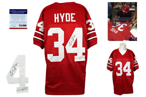 Carlos Hyde Autographed SIGNED Jersey - PSA/DNA Authentic w/ Photo - College