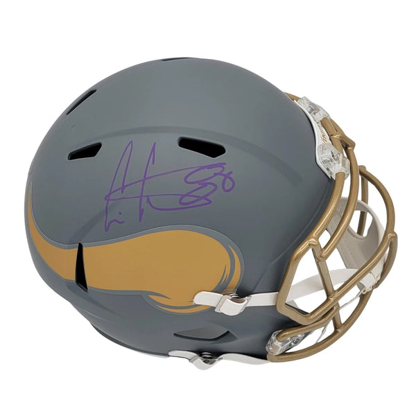 Cris Carter Autographed Minnesota Vikings Slate Replica Helmet Beckett