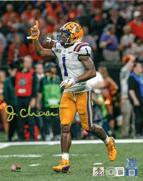Ja'Marr Chase Signed LSU Tigers 8x10 2020 National Championship Game Photo BAS