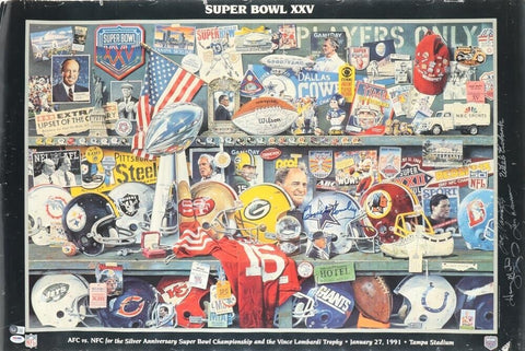 Super Bowl MVP Signed Poster / Joe Namath, Harvey Martin, Chuck Howley, W Eubank