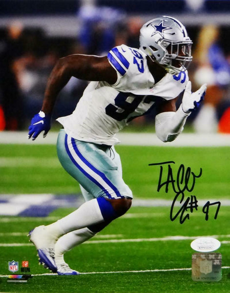 Taco Charlton Autographed Cowboys 8x10 PF Photo Rushing- JSA W Auth *Black